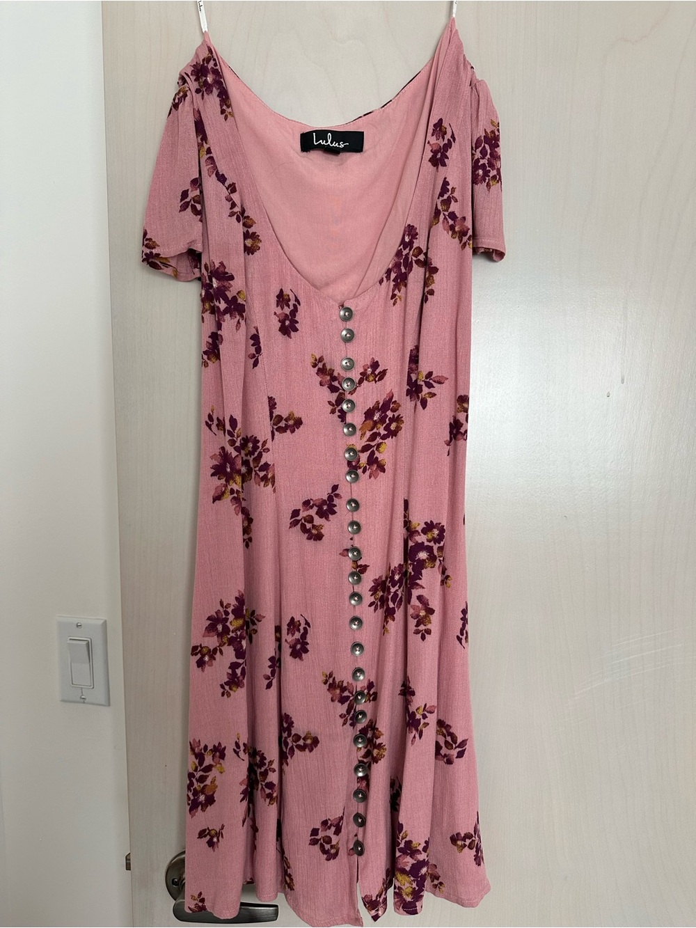 Lulu's Dusty Pink Floral Button-Front Mini Dress Size S
